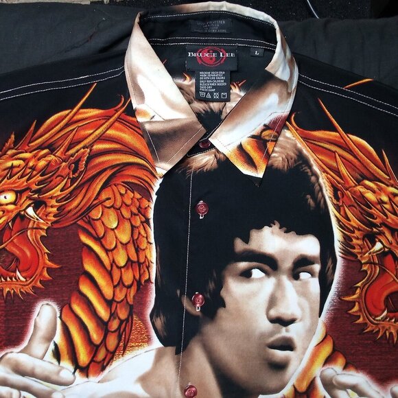 Vintage Y2K Bruce Lee Enter The Dragon Button Shirt - Picture 1 of 9